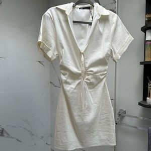 WHITE LINEN ZARA DRESS
